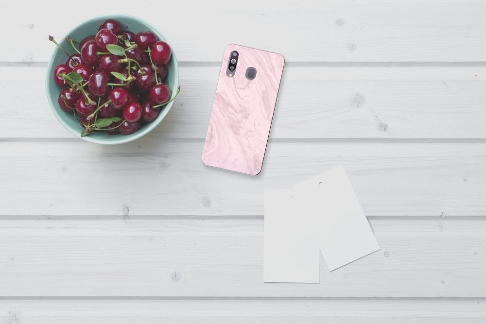Samsung Galaxy M30 TPU Siliconen Hoesje Marble Pink - Origineel Cadeau Vriendin