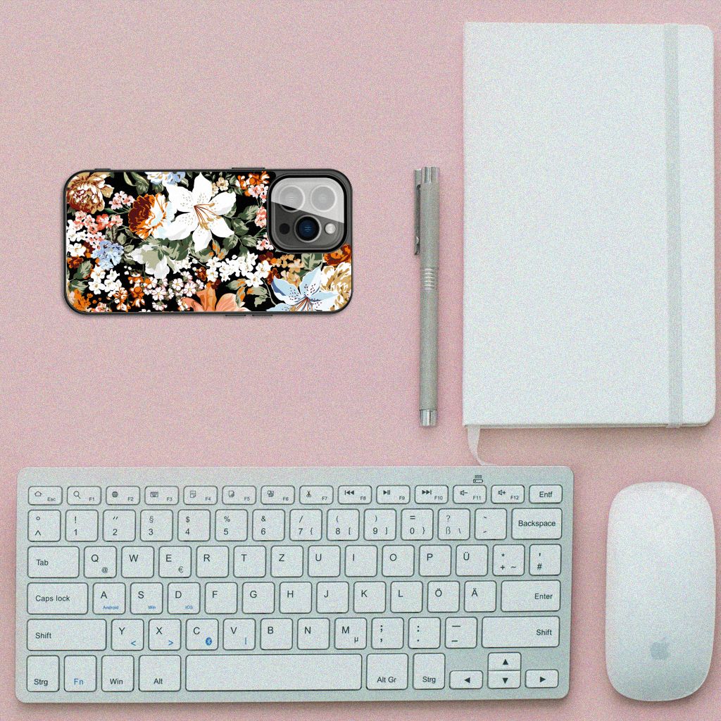 Bloemen Hoesje voor iPhone 13 Pro Dark Flowers B2C Telecom
