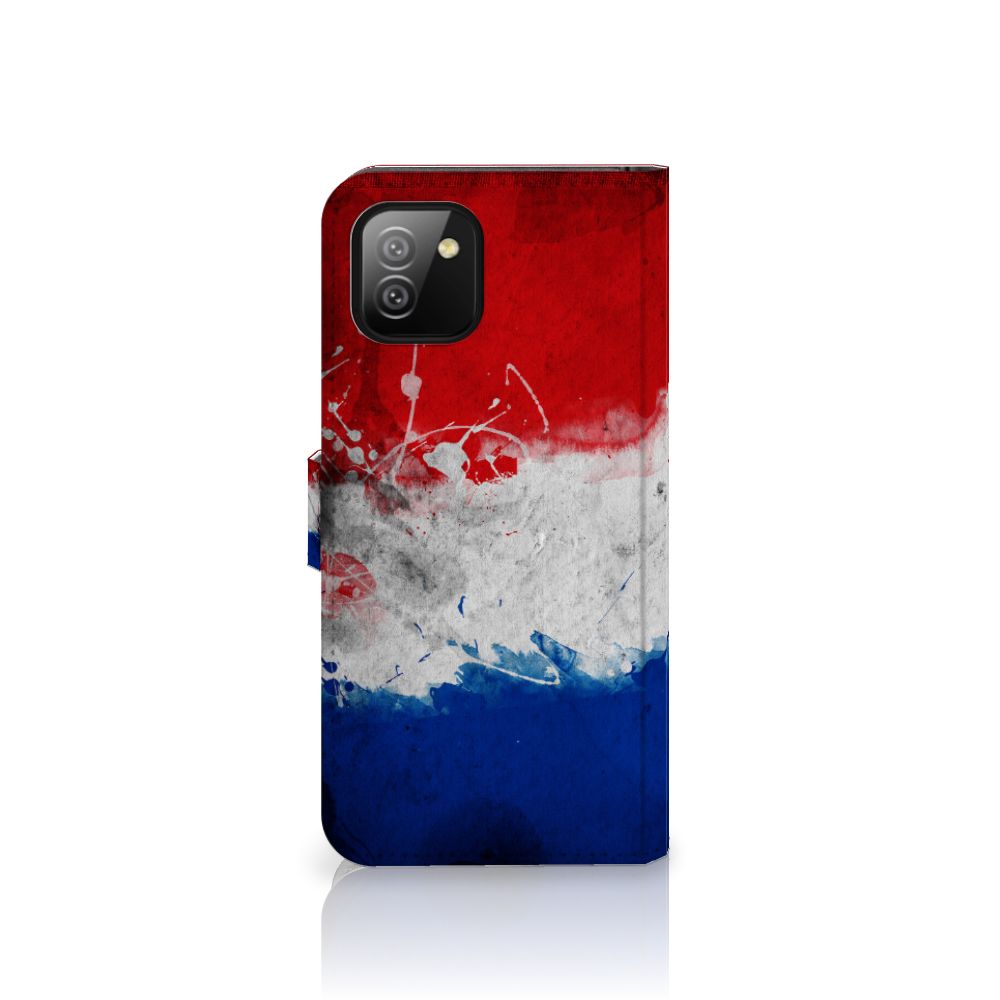 Samsung Galaxy A03 Bookstyle Case Nederland met artistiek ontwerp van de Nederlandse vlag.