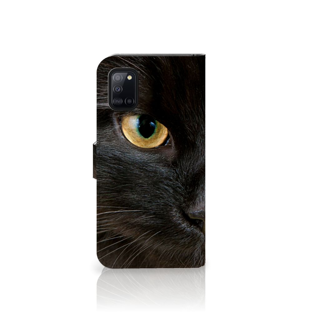 Samsung Galaxy A31 Telefoonhoesje met Pasjes Zwarte Kat