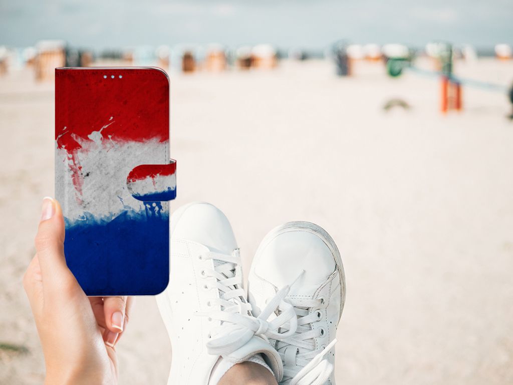 Huawei P40 Lite Bookstyle Case Nederland met Nederlandse vlag op het strand