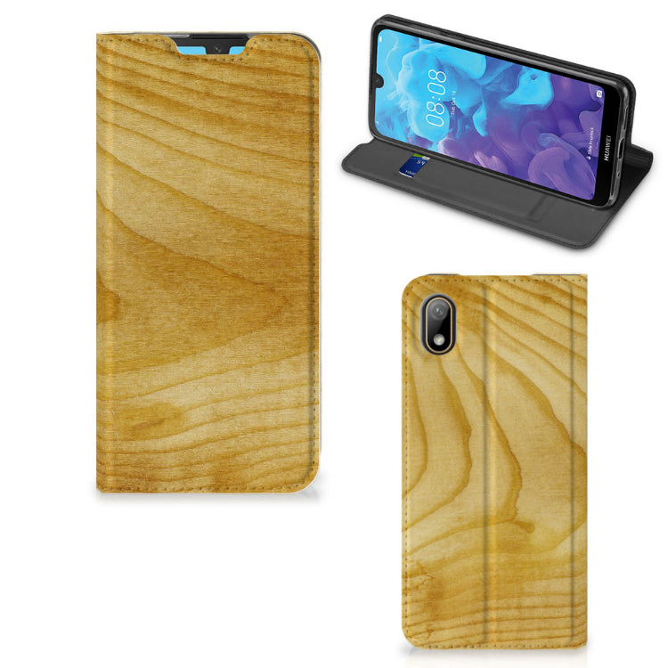 Huawei Y5 (2019) Book Wallet Case Licht Hout