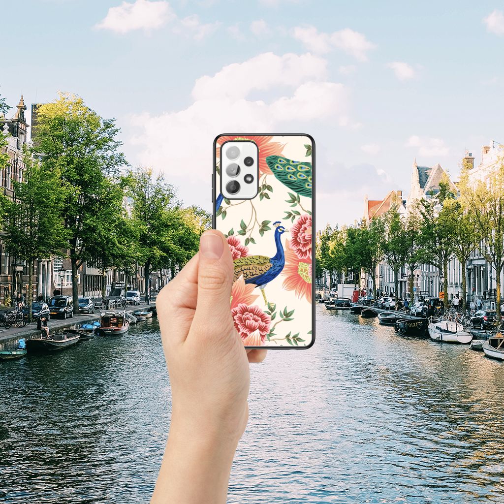 Dierenprint Telefoonhoesje voor Samsung Galaxy A52 | A52s (5G/4G) Pink Peacock B2C Telecom