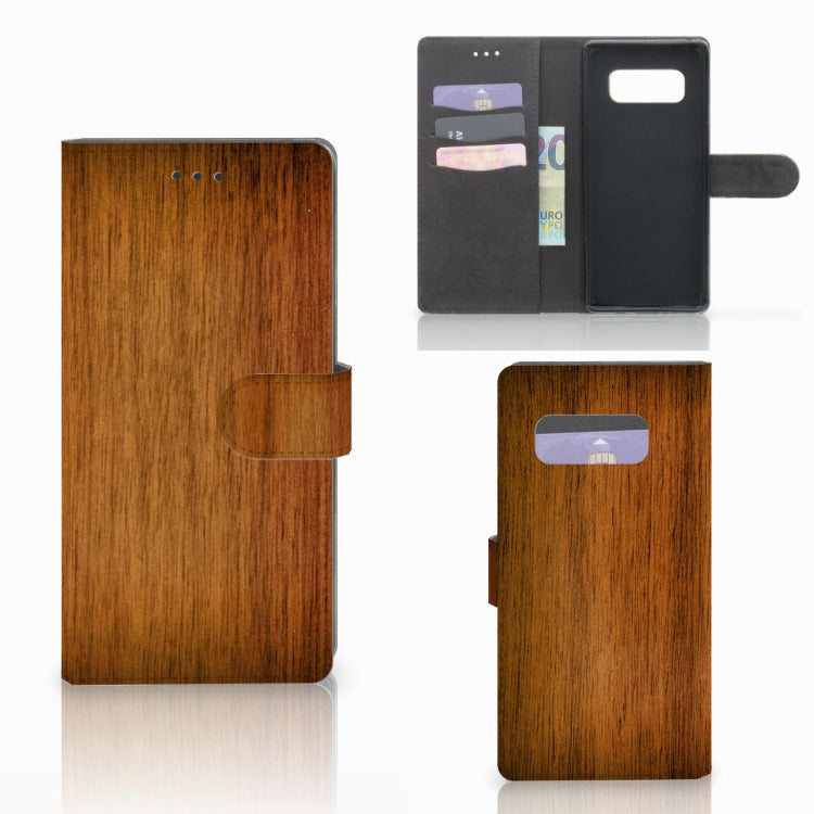 Samsung Galaxy Note 8 Book Style Case Donker Hout