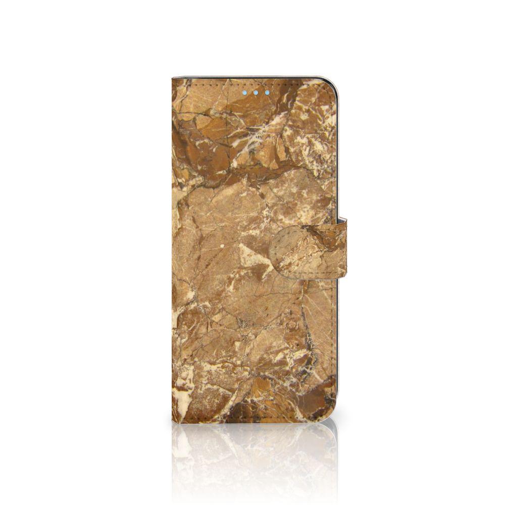 OPPO A74 4G Bookcase Marmer Creme met luxe marmer print en TPU-siliconen beschermhoes.