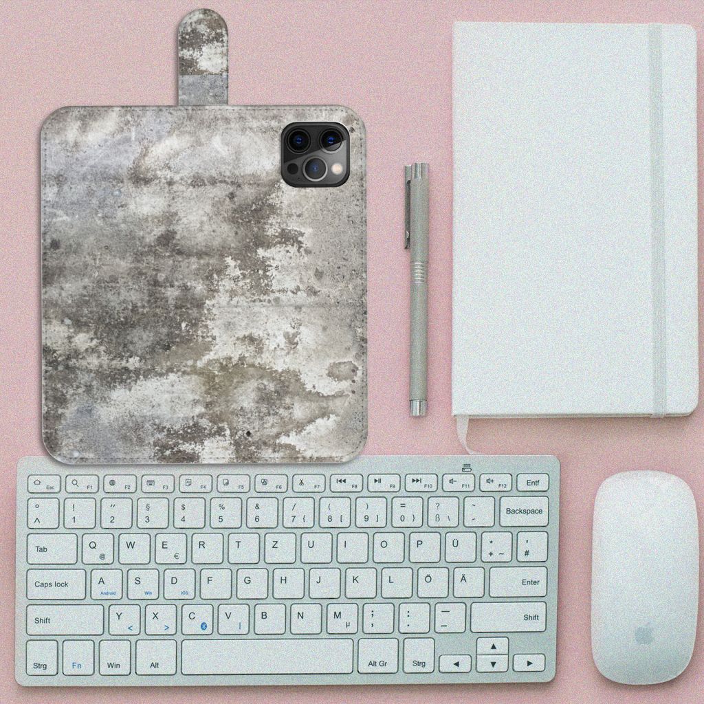 Apple iPhone 12 Pro Max Bookcase Beton Print