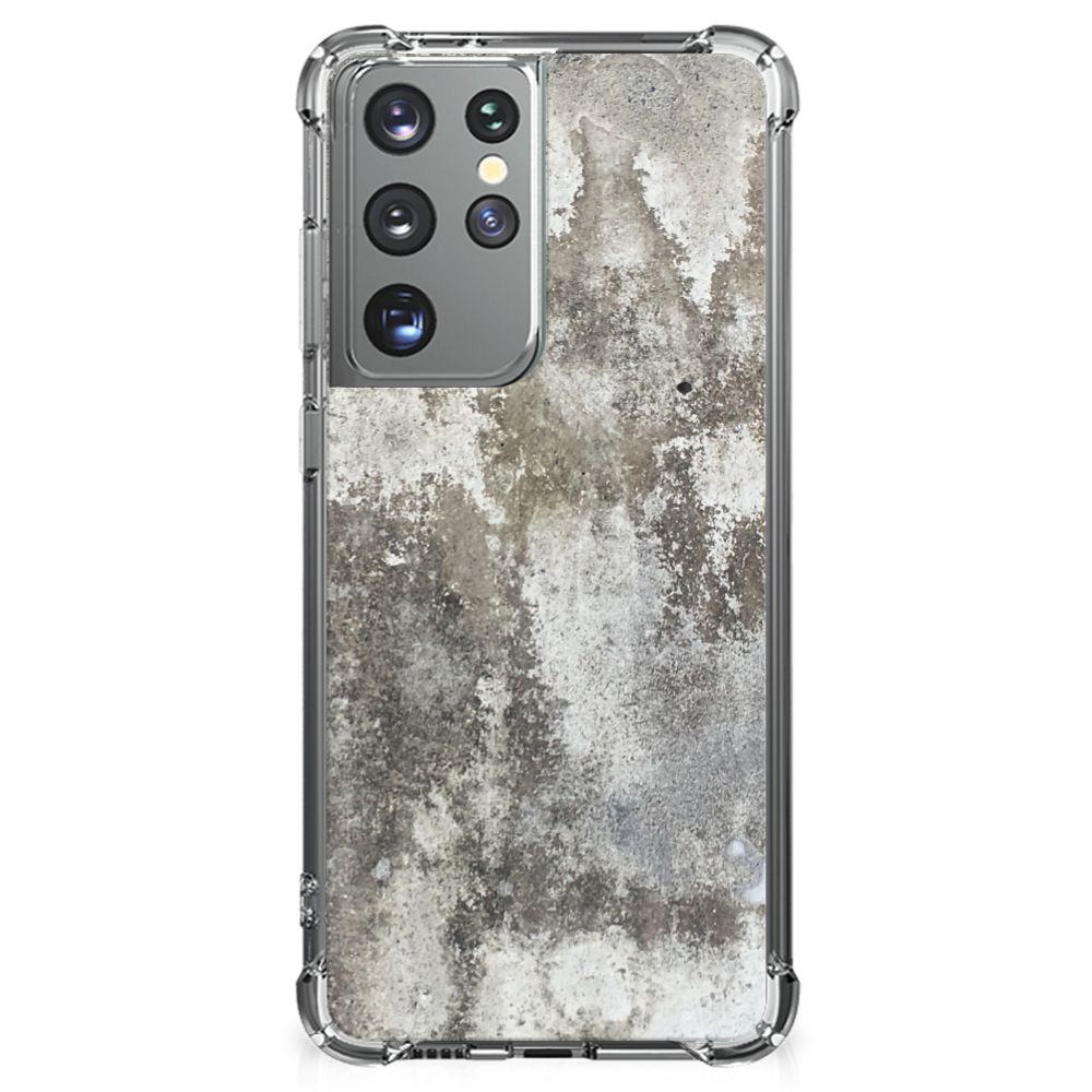 Samsung Galaxy S21 Ultra Anti-Shock Hoesje Beton Print