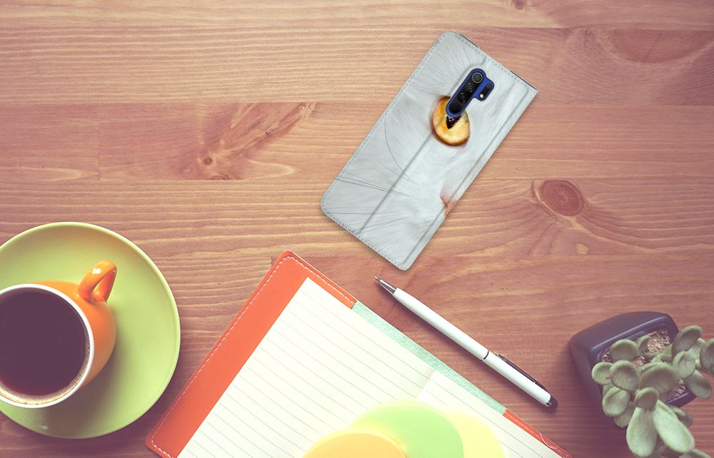 Xiaomi Redmi 9 Hoesje maken Witte Kat - B2C Telecom