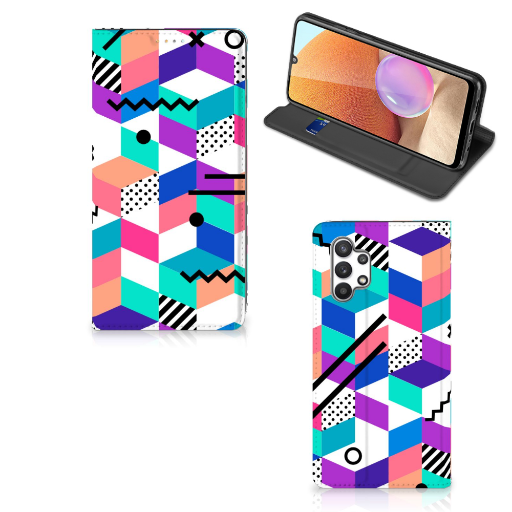 Samsung Galaxy A32 4G | A32 5G Enterprise Editie Stand Case Blokken Kleurrijk - B2C Telecom