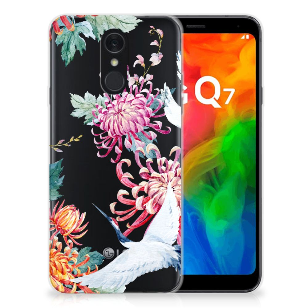 LG Q7 TPU Hoesje Bird Flowers