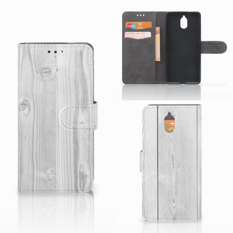 Nokia 3.1 (2018) Book Style Case White Wood