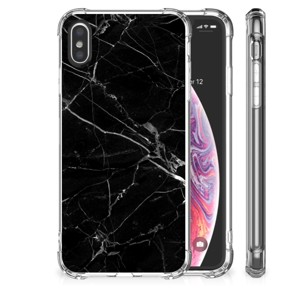 Apple iPhone X | Xs Anti-Shock Hoesje Marmer Zwart - Origineel Cadeau Vader