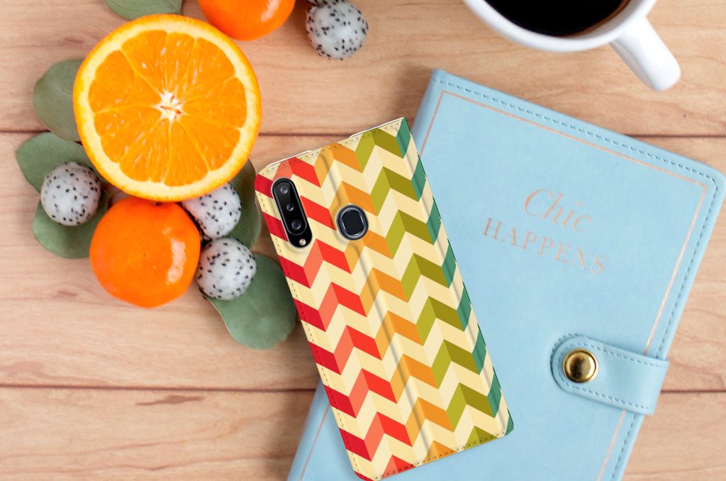 Samsung Galaxy A20s Hoesje met Magneet Zigzag Multi Color - B2C Telecom
