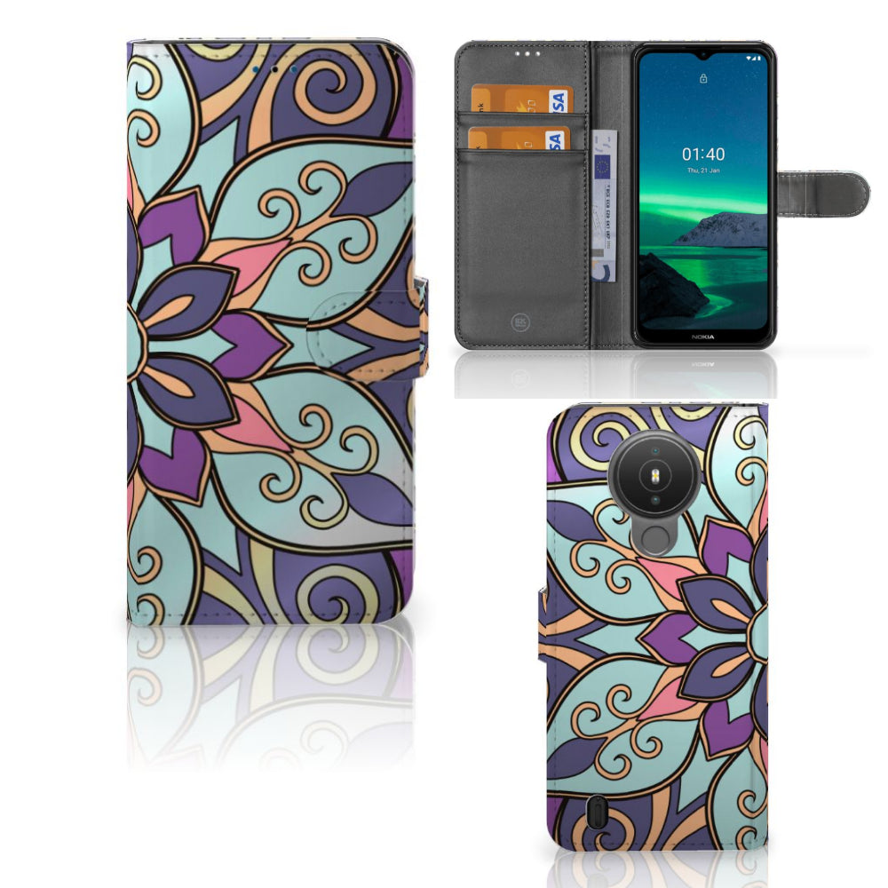 Nokia 1.4 Hoesje Purple Flower