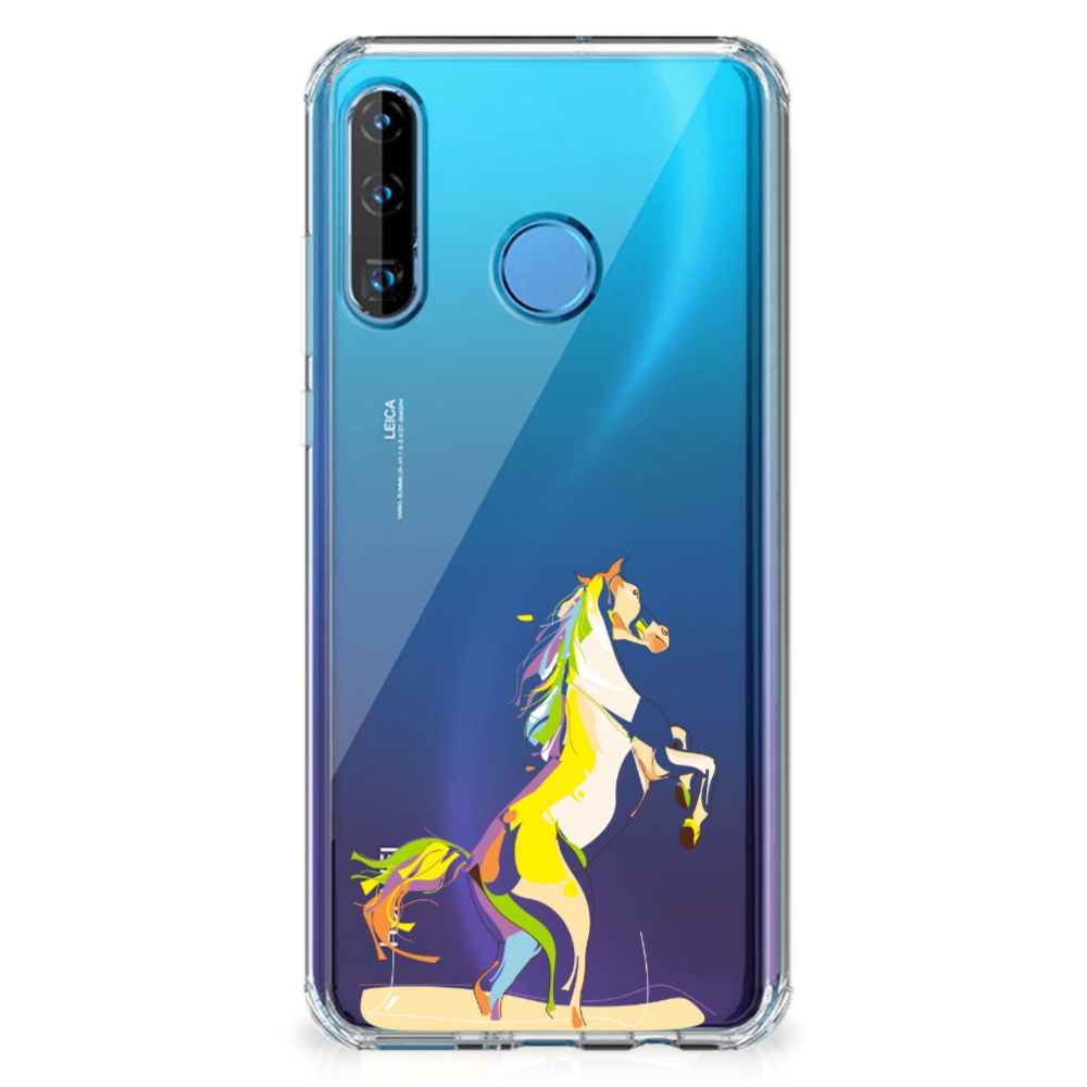 Huawei P30 Lite Stevig Bumper Hoesje Horse Color