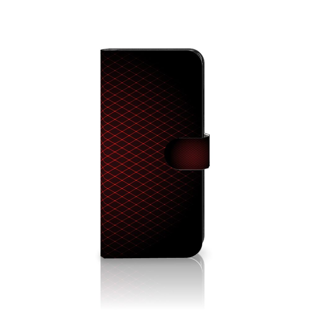 Samsung Galaxy A34 Telefoon Hoesje Geruit Rood met minimalistisch design en ruimte voor pasjes.
