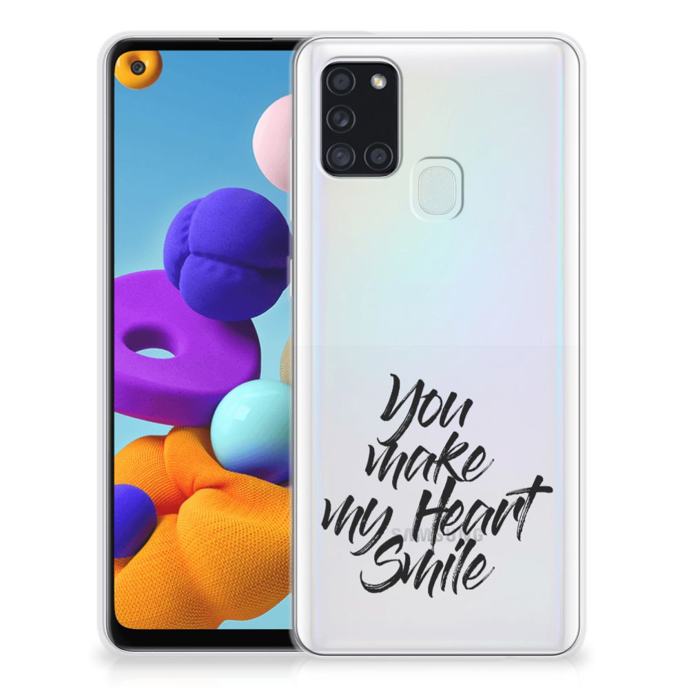 Samsung Galaxy A21s Siliconen hoesje met naam Heart Smile