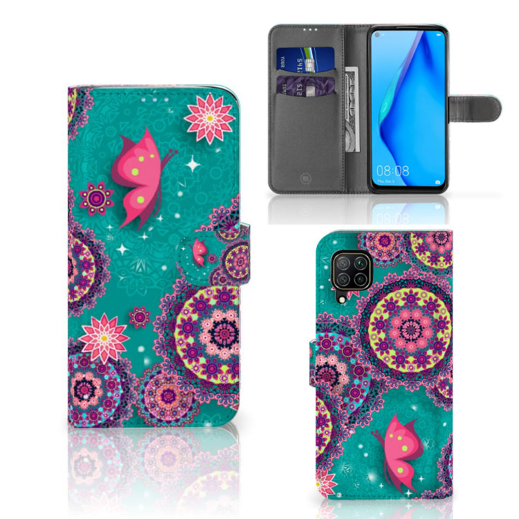 Huawei P40 Lite Hoesje Cirkels en Vlinders