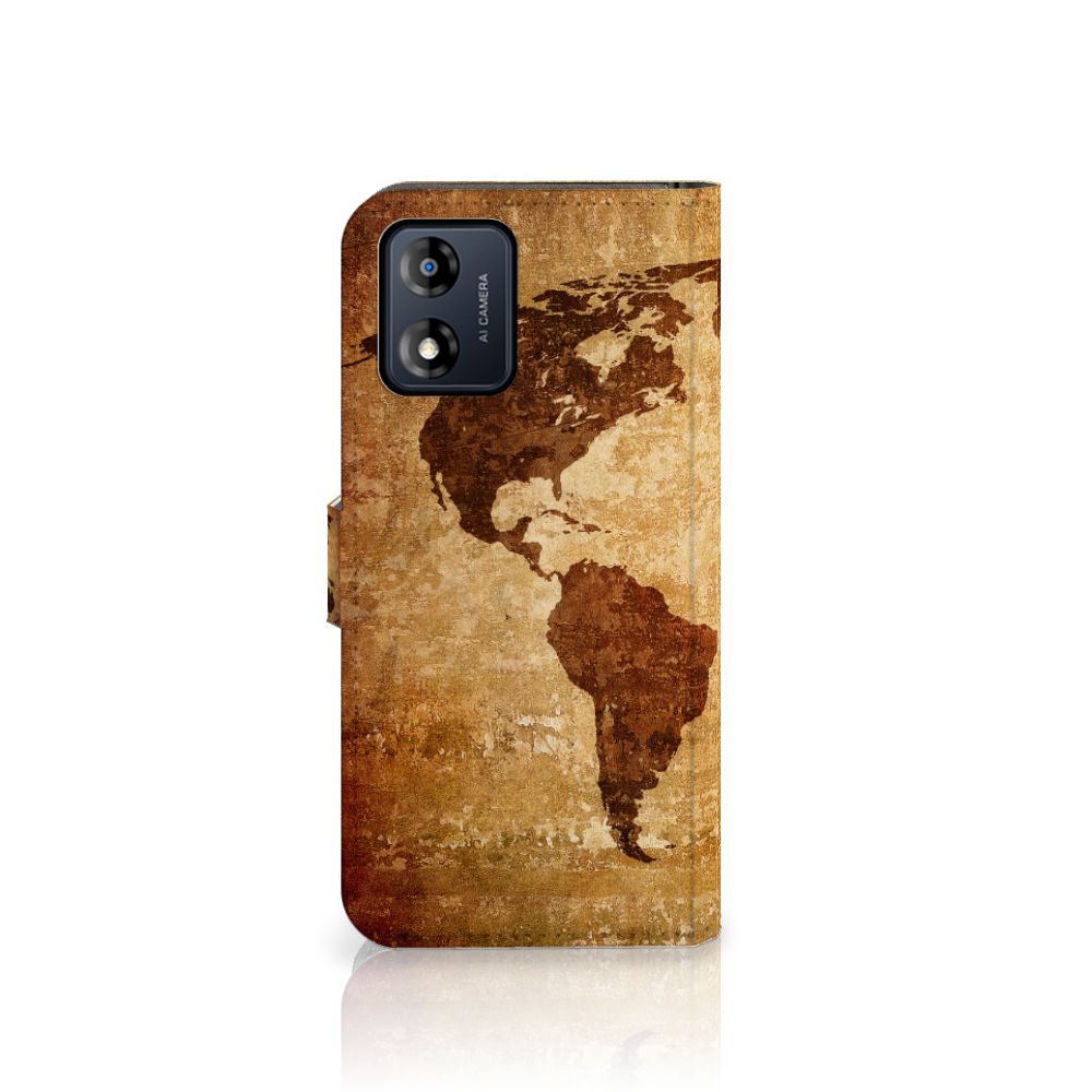 Motorola Moto E13 4G Flip Cover Wereldkaart