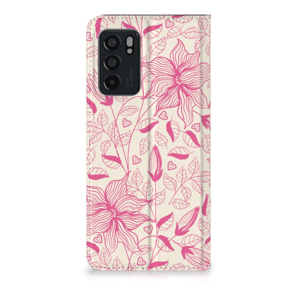 OPPO Reno6 5G Smart Cover Pink Flowers - B2C Telecom