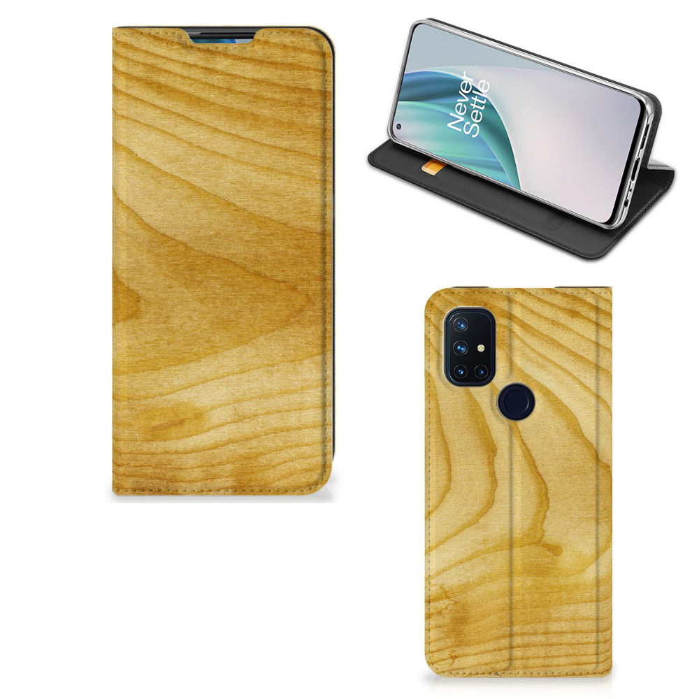 OnePlus Nord N10 5G Book Wallet Case Licht Hout