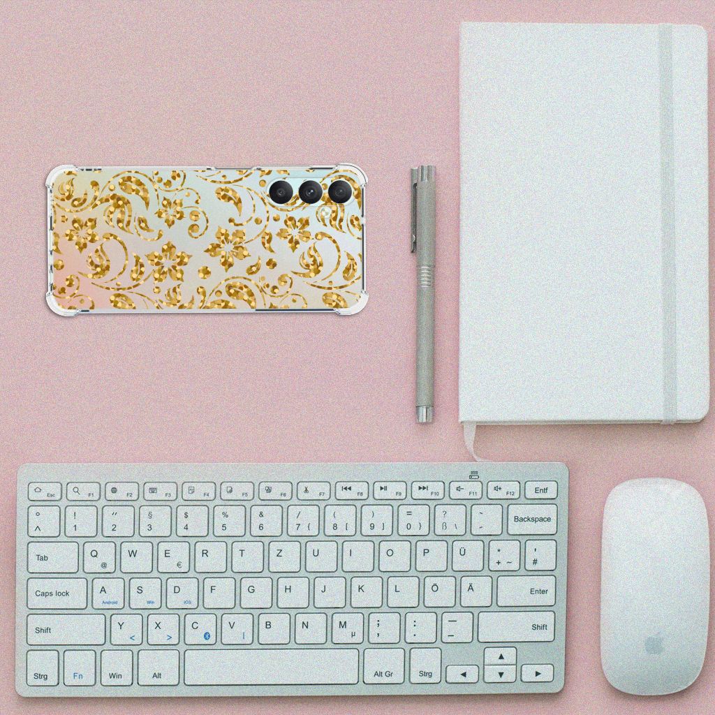 Samsung Galaxy A05s Case Gouden Bloemen B2C Telecom
