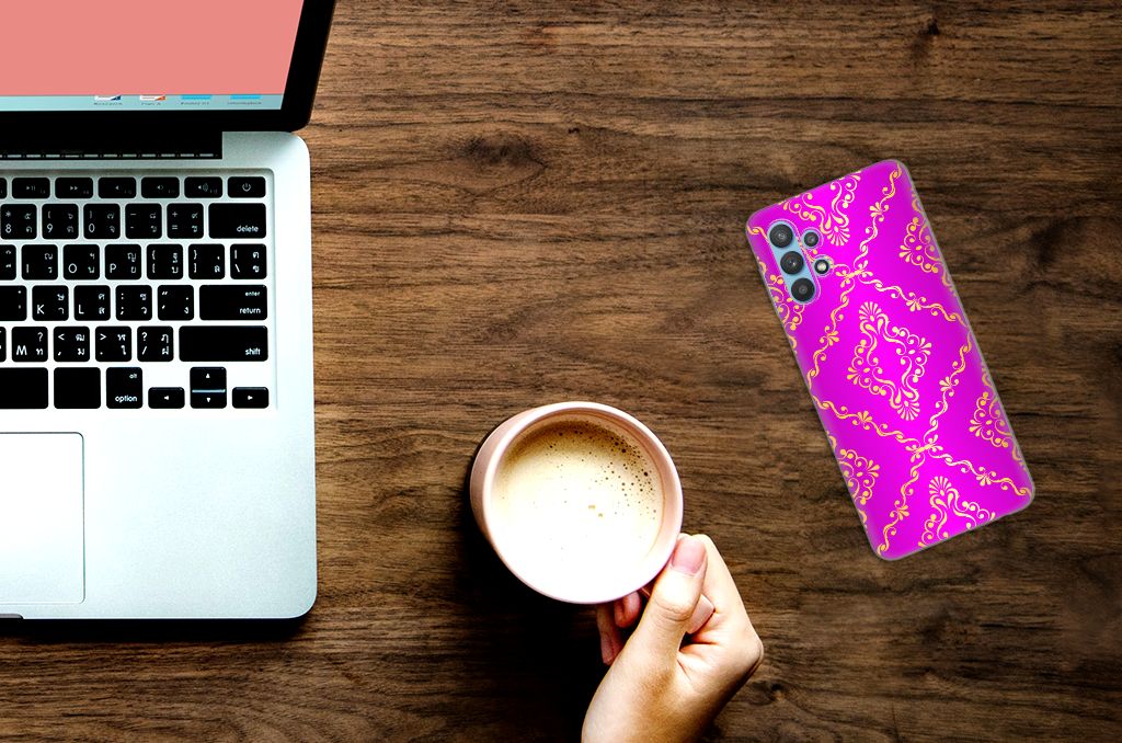 Siliconen Hoesje Samsung Galaxy A32 5G Barok Roze B2C Telecom