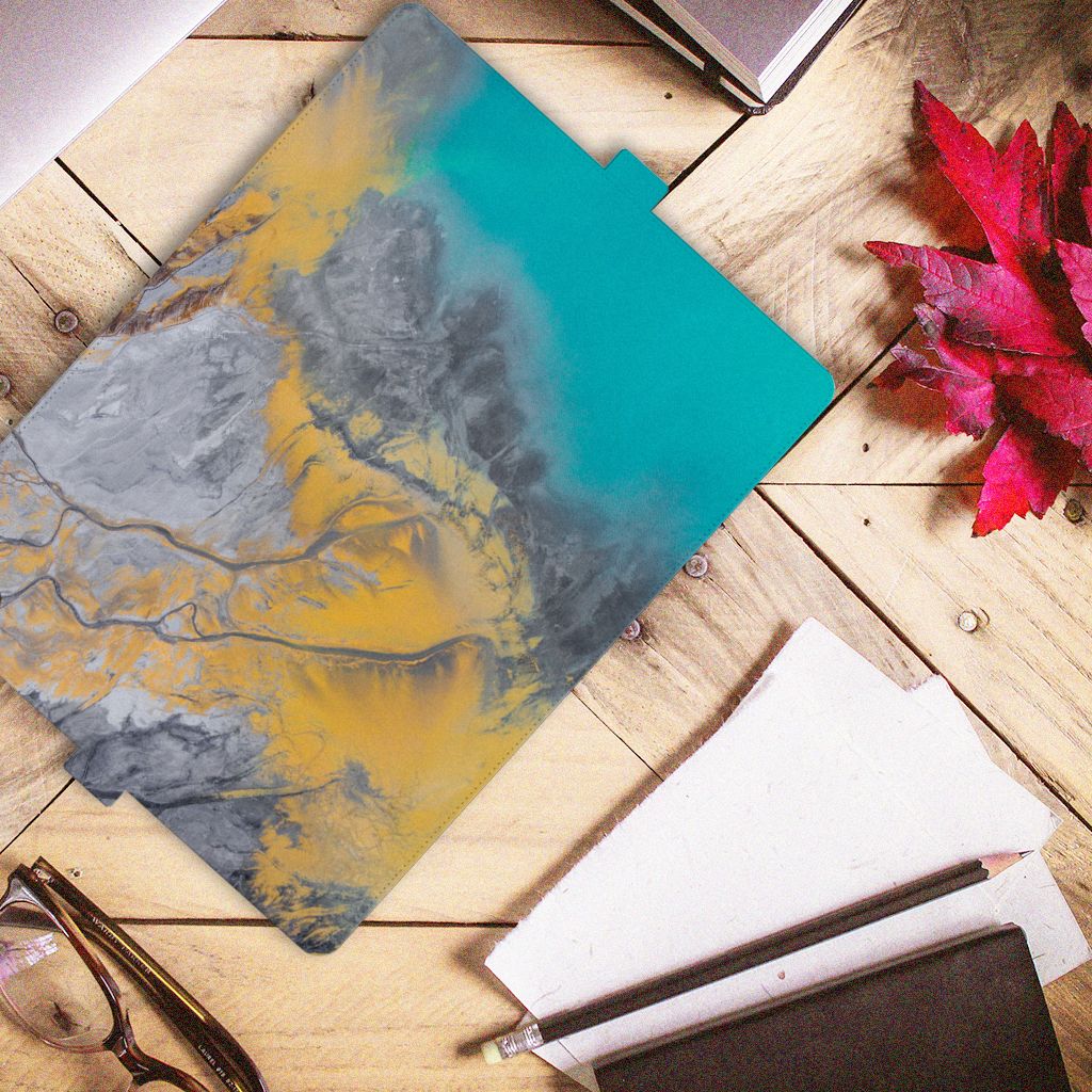 Lenovo Tab P11 Gen 2 Leuk Tablet hoesje  Marble Blue Gold