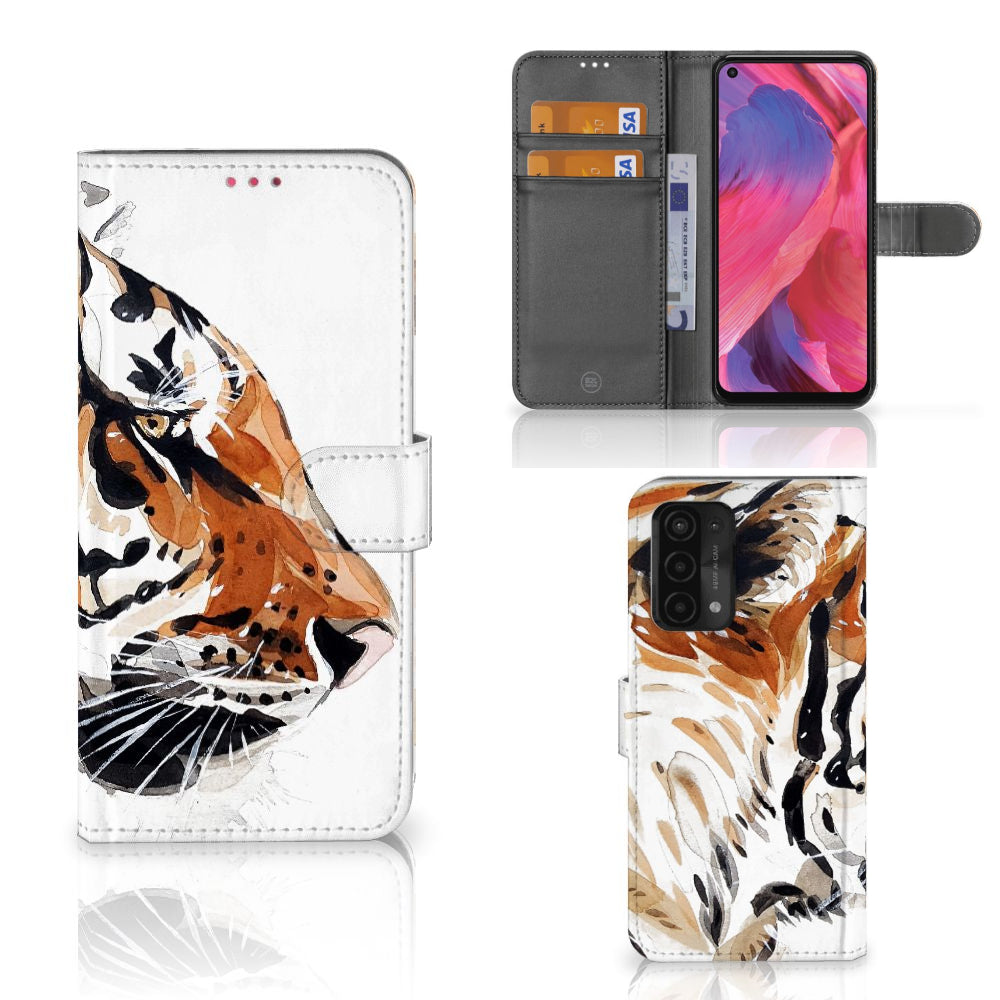 Hoesje OPPO A54 5G | A74 5G | A93 5G Watercolor Tiger