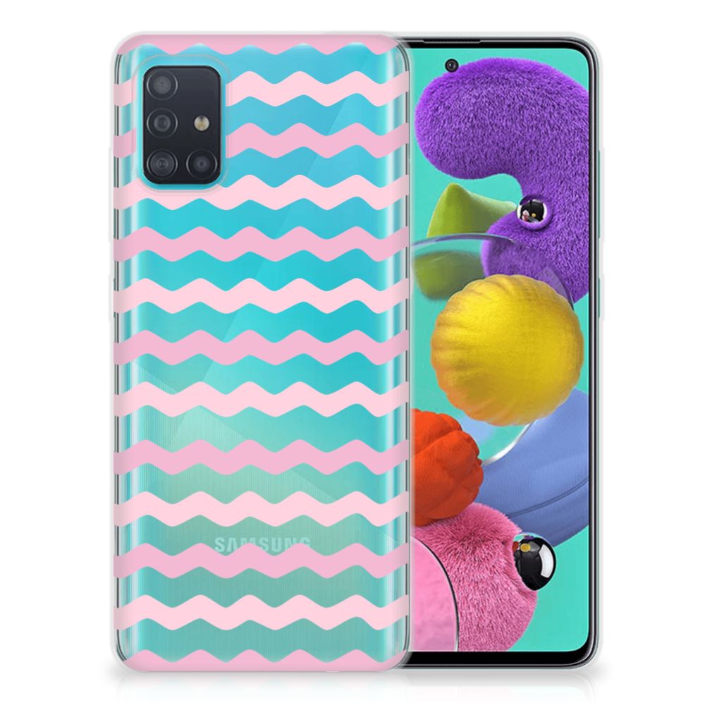 Samsung Galaxy A51 TPU bumper Waves Roze