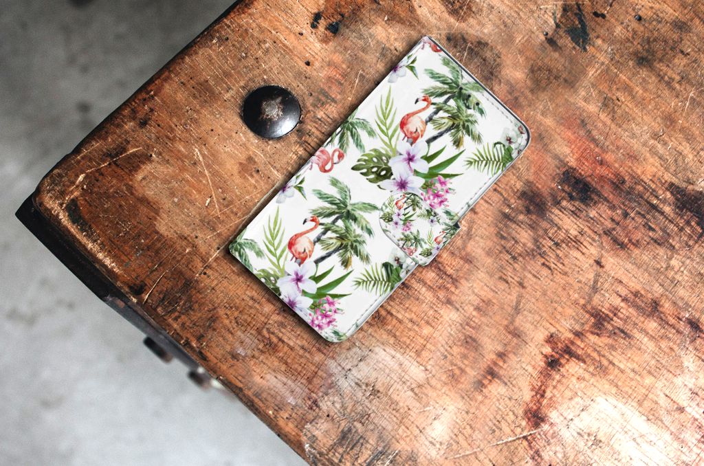 Huawei P10 Lite Telefoonhoesje met Pasjes Flamingo Palms