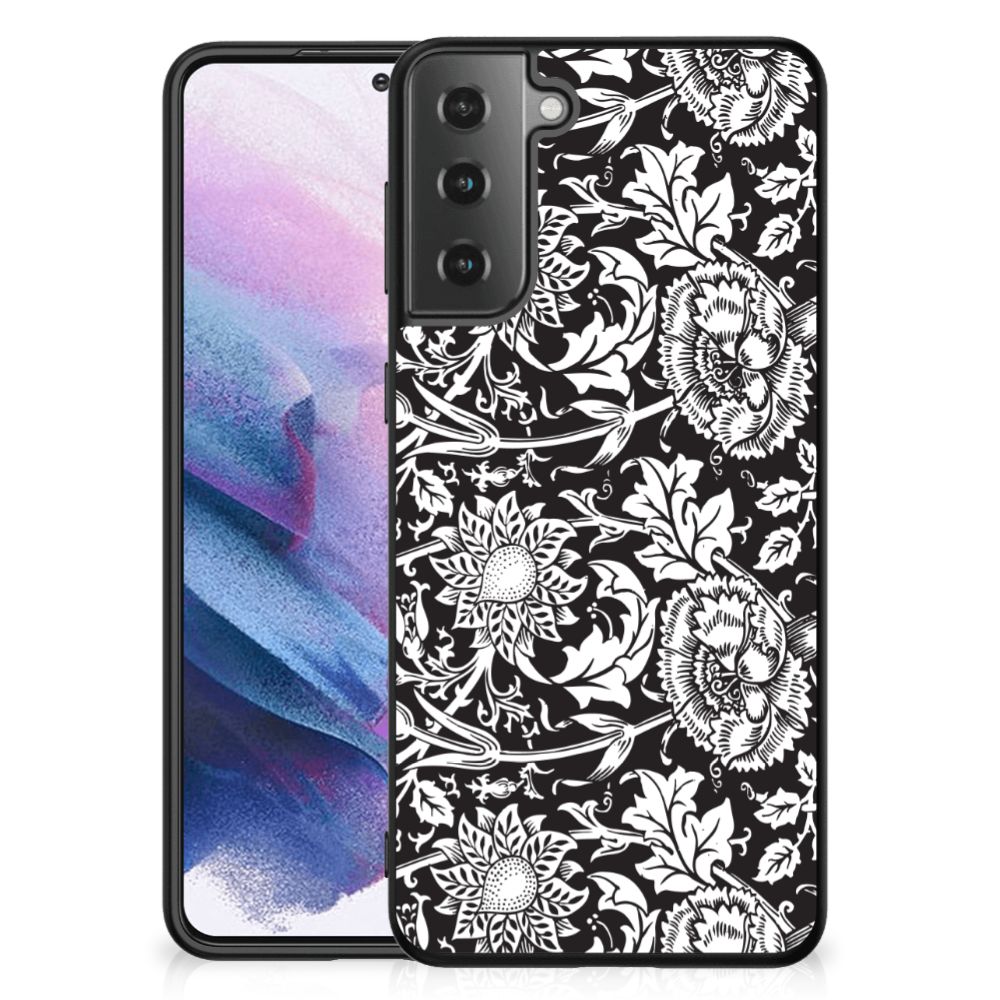 Samsung Galaxy S21 Plus Bloemen Hoesje Black Flowers