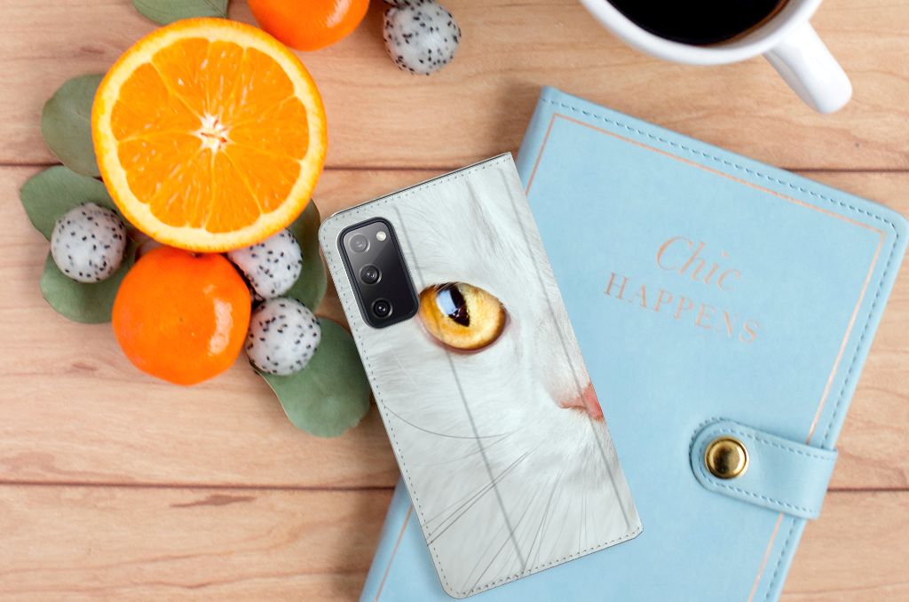 Samsung Galaxy S20 FE Hoesje maken Witte Kat