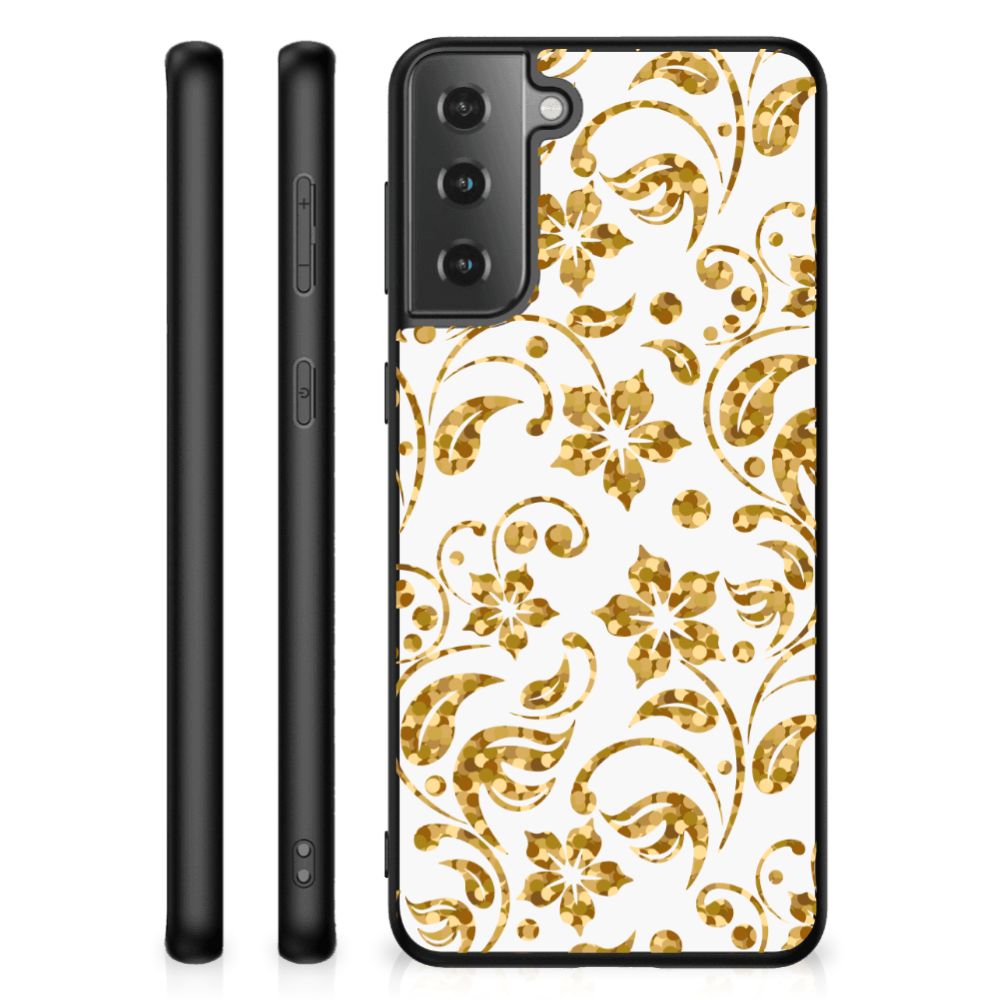 Samsung Galaxy S21 Plus Bloemen Hoesje Gouden Bloemen B2C Telecom