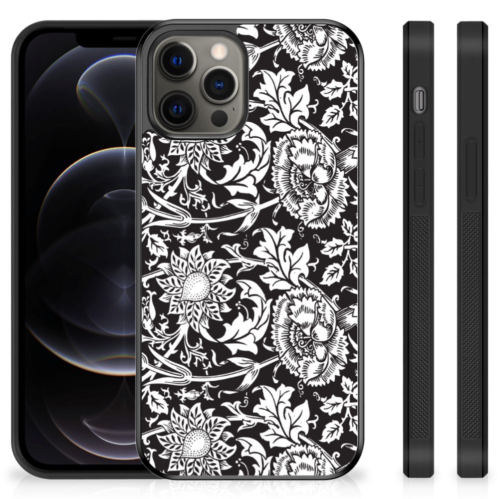 iPhone 12 Pro Max Skin Case Black Flowers B2C Telecom