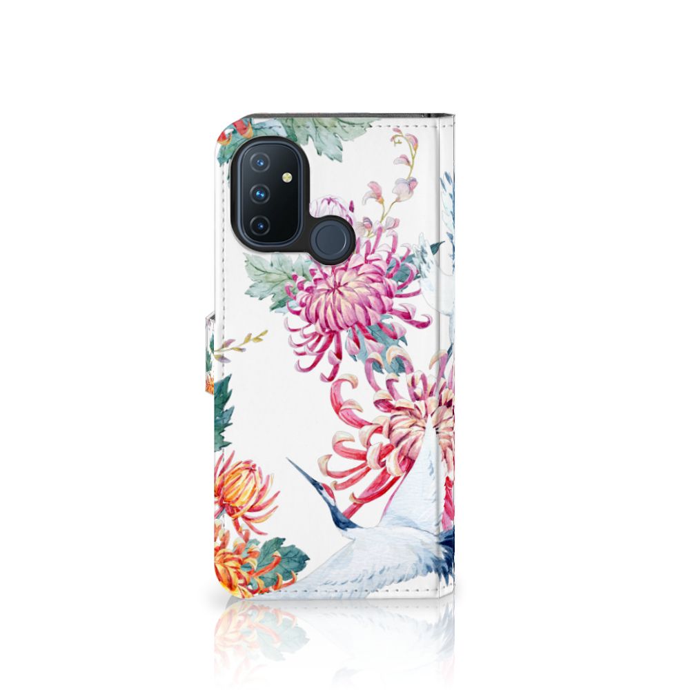 OnePlus Nord N100 Telefoonhoesje met Pasjes Bird Flowers