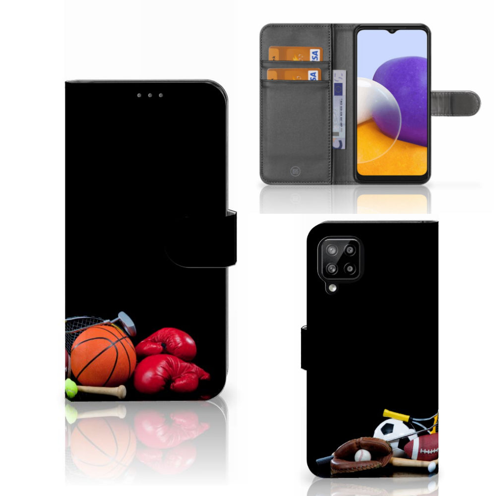 Samsung Galaxy A22 4G | M22 Wallet Case met Pasjes Sports met sportuitrusting en vakken voor pasjes.