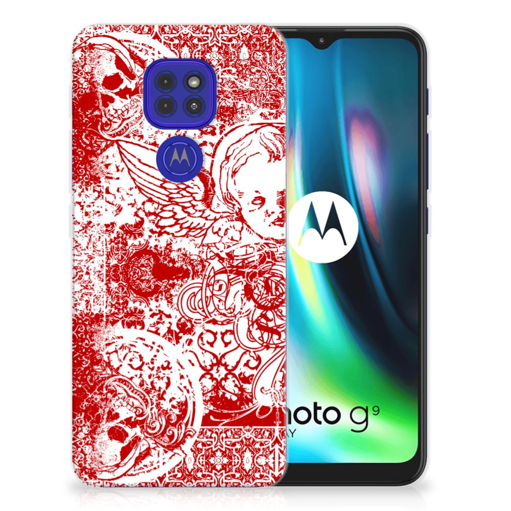 Silicone Back Case Motorola Moto G9 Play | E7 Plus Angel Skull Rood B2C Telecom