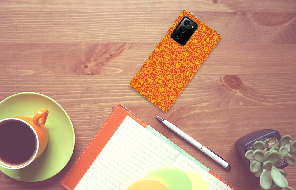 Samsung Galaxy Note 20 Ultra Hoesje met Magneet Batik Oranje - B2C Telecom