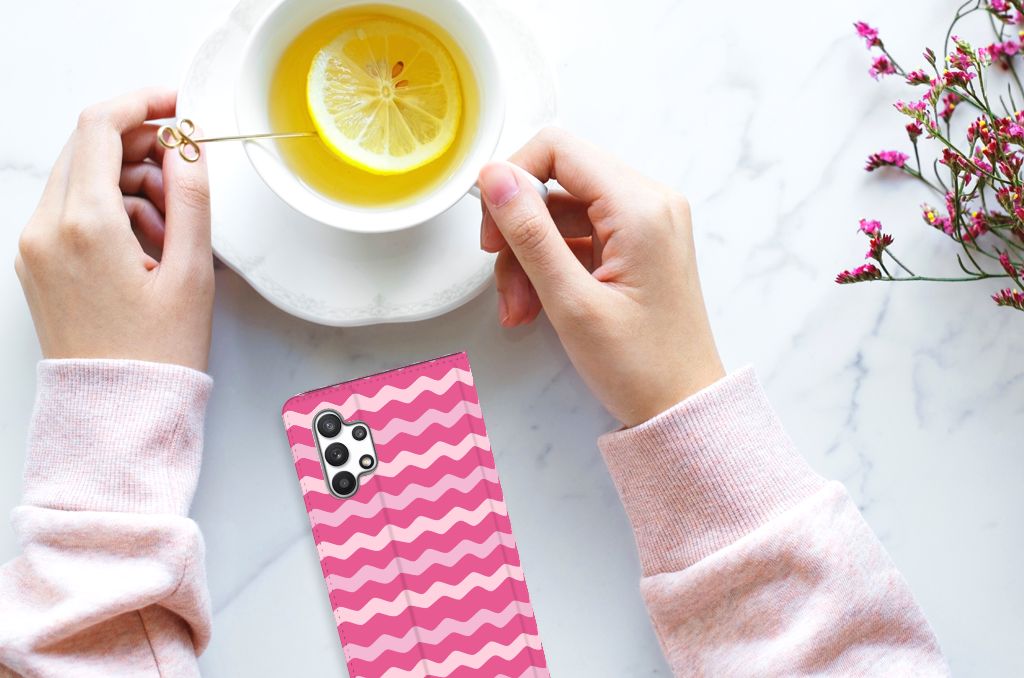 Samsung Galaxy A32 4G | A32 5G Enterprise Editie Hoesje met Magneet Waves Pink - B2C Telecom