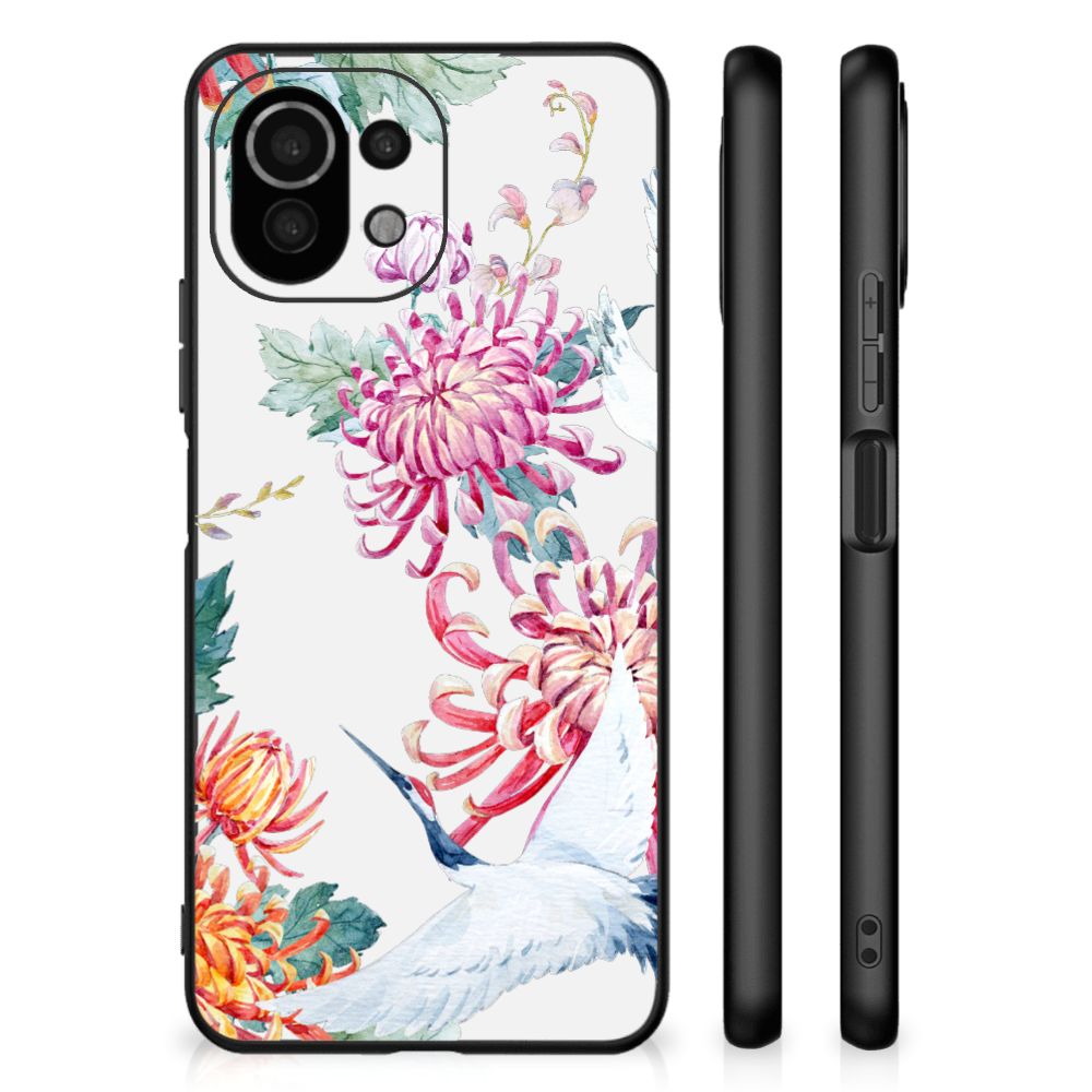 Xiaomi 11 Lite 5G NE | Mi 11 Lite Dierenprint Telefoonhoesje Bird Flowers