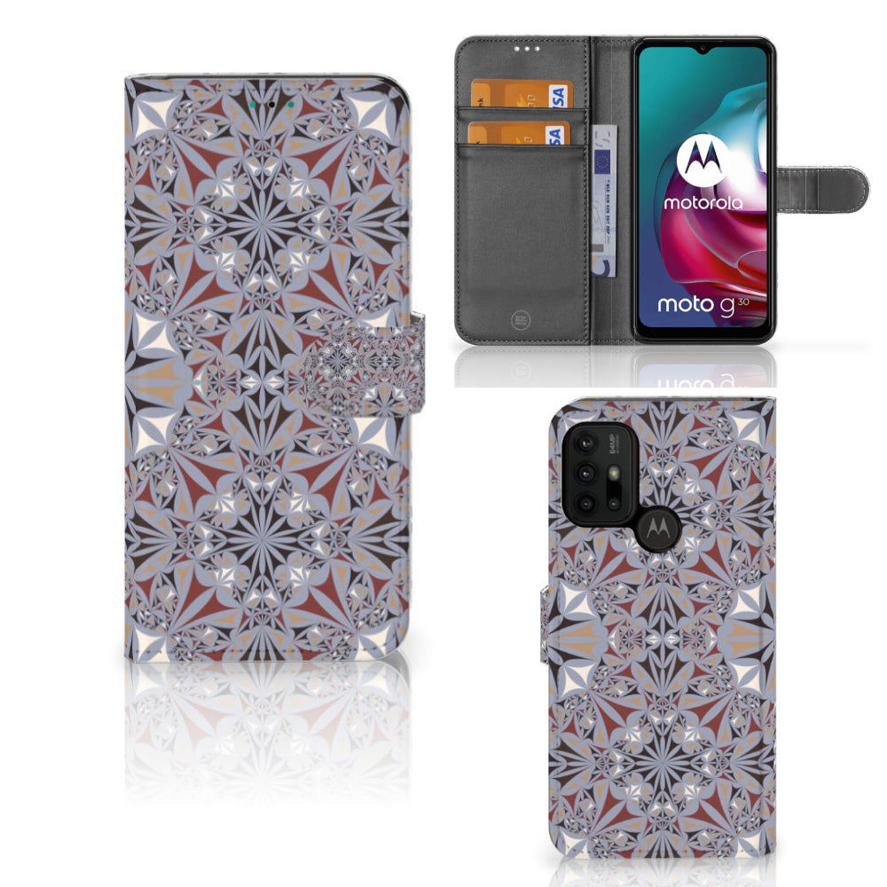 Motorola Moto G10 | G20 | G30 Bookcase Flower Tiles