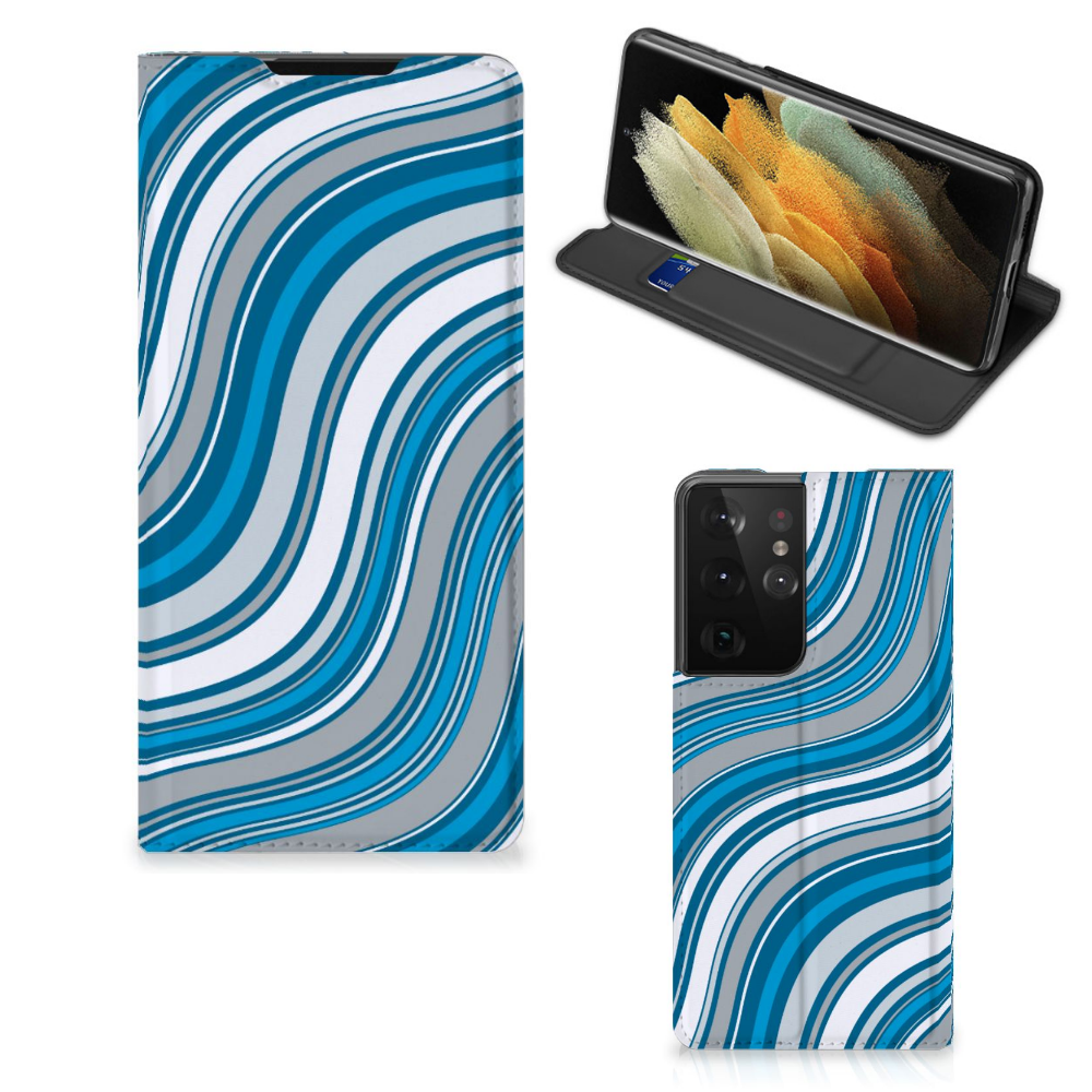 Samsung Galaxy S21 Ultra Hoesje met Magneet Waves Blue - B2C Telecom
