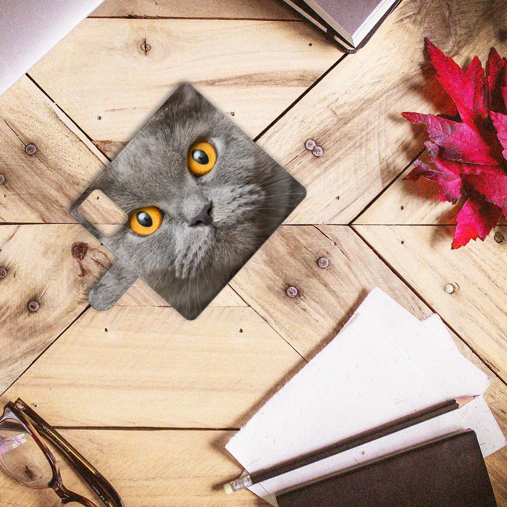 Telefoonhoesje met Pasjes Xiaomi Redmi Note 10 Pro Britse Korthaar met een schattige grijze kat.