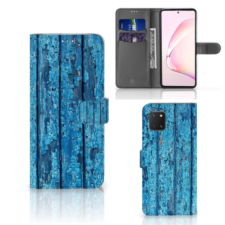 Samsung Note 10 Lite Book Style Case Wood Blue