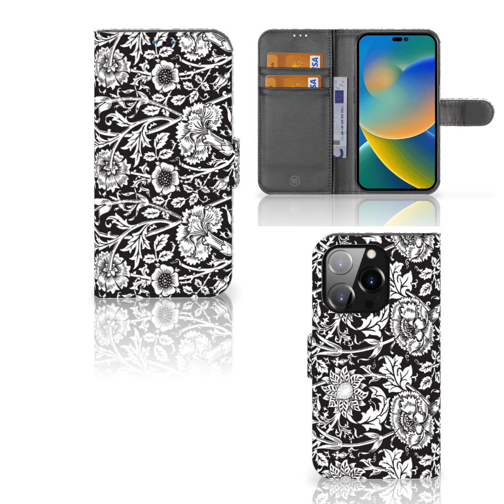 iPhone 14 Pro Hoesje Black Flowers