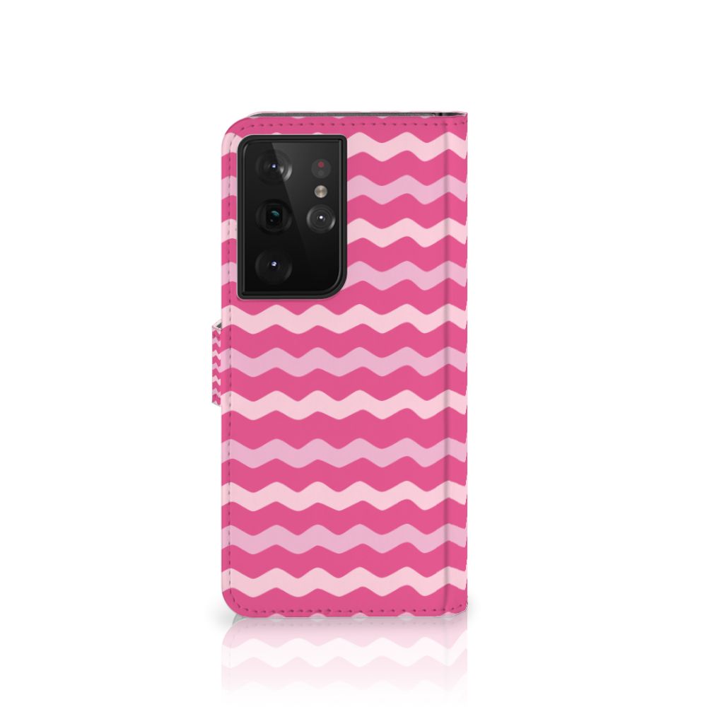 Samsung Galaxy S21 Ultra Telefoon Hoesje Waves Pink