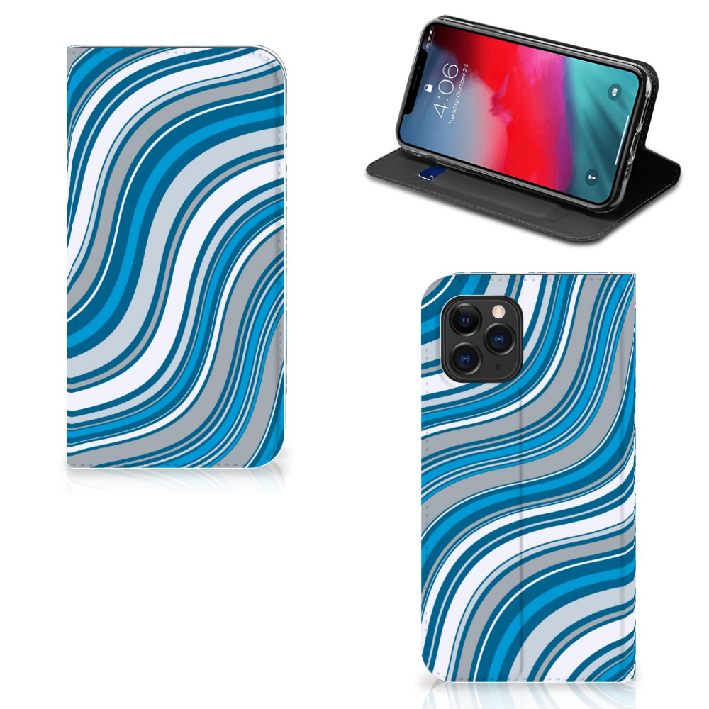 Apple iPhone 11 Pro Hoesje met Magneet Waves Blue