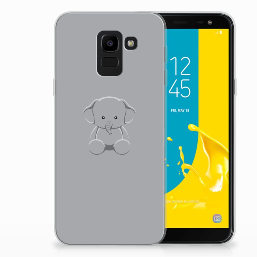 Samsung Galaxy J6 2018 Telefoonhoesje met Naam Grijs Baby Olifant