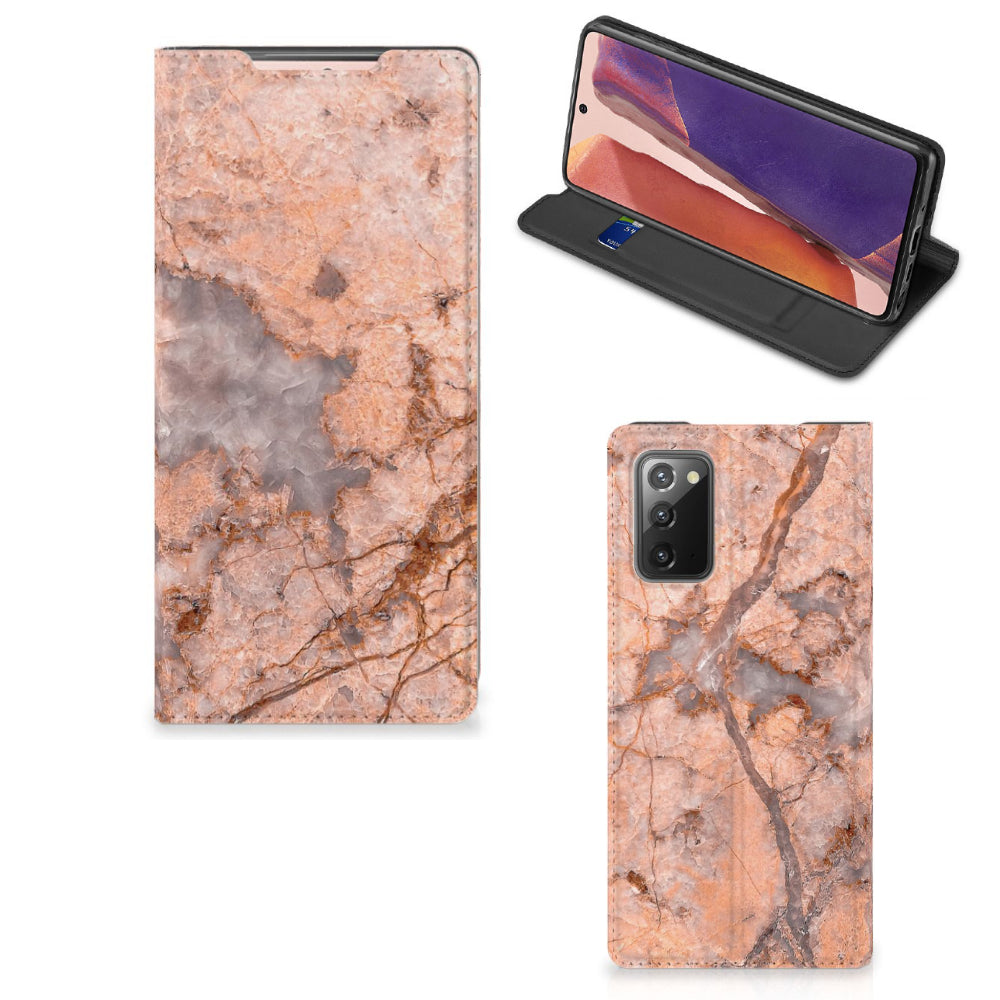 Samsung Galaxy Note20 Standcase Marmer Oranje